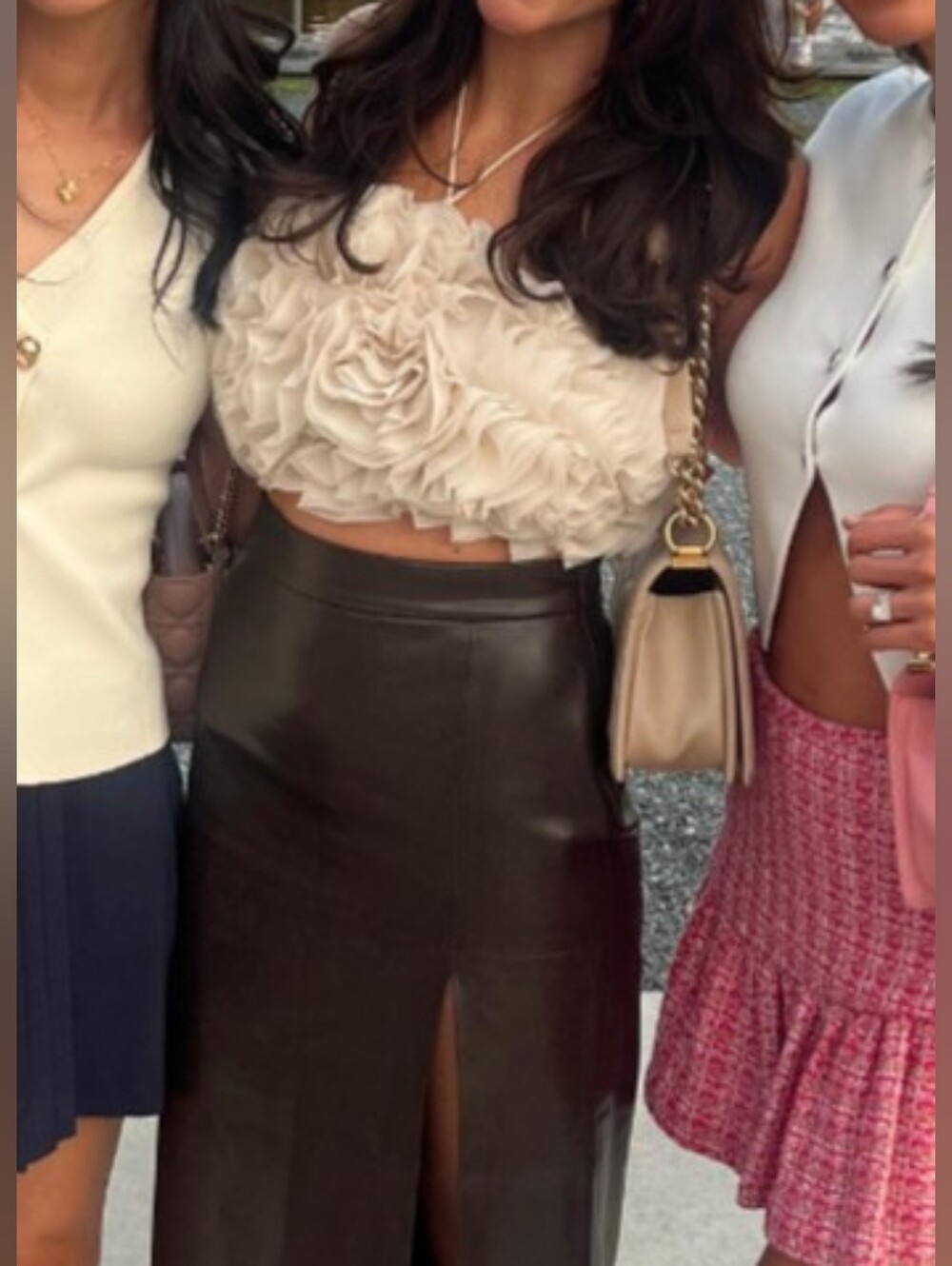 Zara Cream Ruffled Crop Top - Picture 4 of 4